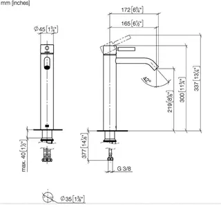 Dornbracht Waschtisch-Einhandbatterie mit erhöhtem Standfuß META 33539660 Chrom – Bild 3