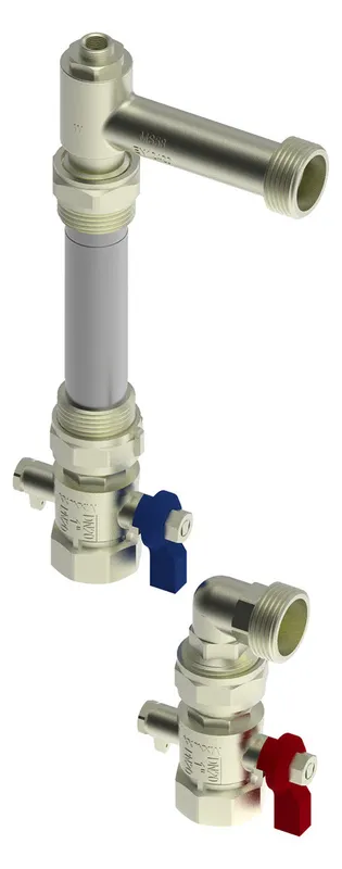 Roth Wärmemengenzähler-Set senkrecht mit 2 Kugelhähnen/vernickelt