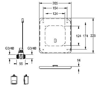 Aquarotter Urinalspülarmatur, F5, elek., DN15, UP, Umrüstung AQUAMAT+TRONIC, Batt. – Bild 2