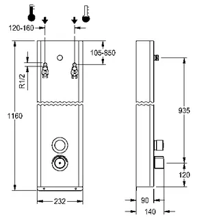 Aquarotter Duschpaneel, F5, hydr., Edelstahl, Thermostat, f. Duschkopf, Spez.-Schr. – Bild 3