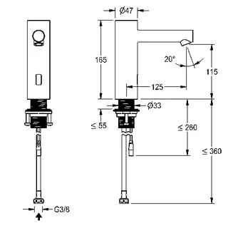 Aquarotter Standventil, F7, elek., o. Mischung, Edst., 5,7 l, Ausl. 125 mm, f. Batt./Net – Bild 3
