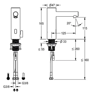 Aquarotter Standbatterie, F7, elek., Mischer, Edst., 5,7 l, Ausl. 125 mm, f. Batt./Net – Bild 2