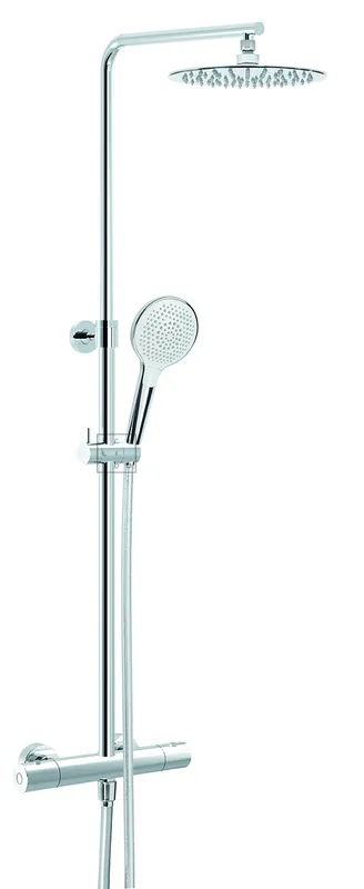 SCALIDO-Showerpipe-Thermostatset rund 1237mm lang Kopf-/Handbrause verchromt