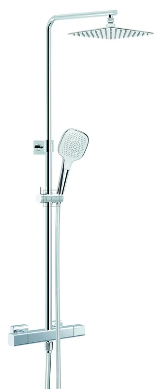 SCALIDO-Showerpipe-Thermostatset softedg 1237mm lang Kopf-/Handbrause verchromt