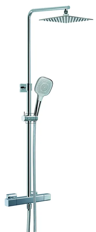 SCALIDO-Showerpipe-Thermostatset eckig 1237mm lang Kopf-/Handbrause verchromt