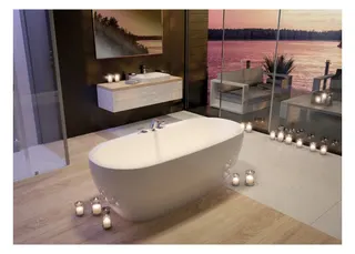 Hoesch Badewanne iSensi Oval 1800x800 freist. Monolith, mit Überlauf, ang. Sch. Weiß – Bild 2