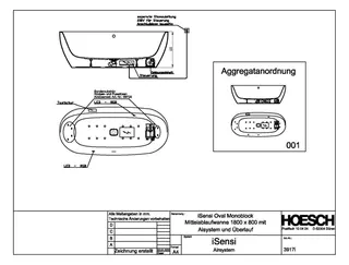 Hoesch WP iSensi Oval 1800x800 Monolith mit Überlauf, System iSensi Weiß – Bild 2