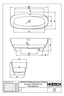 Hoesch Badewanne LaBrillante 1800x800 Vorwand Weiß, mit Überlauf – Bild 4