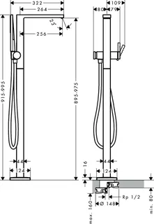 Hansgrohe Wannenmischer Tecturis E bodenstehend BBR – Bild 4