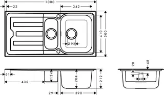 Hansgrohe Einbauspüle S440-A517 100 Abtropffl. automatische Ablaufgarnitur Edelstahl – Bild 3
