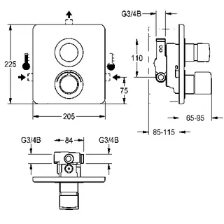 Aquarotter Duscharmatur, F5, hydr., Thermostat, UP, Umrüstung AQRM688/698 – Bild 2