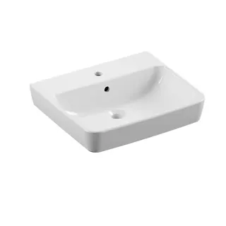 sanibel 3001-Aufsatzwaschtisch A23 eckig 550x470mm 1 Hahnloch m. Überlauf weiß