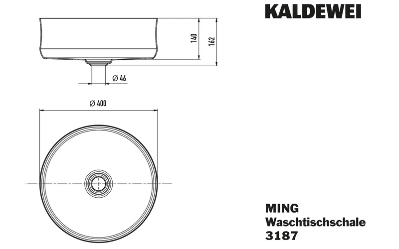 Kaldewei WB MING Waschtisch-Schale Mod.3187,d: 400mm,alpinweiß,Perl-Effekt,oÜL