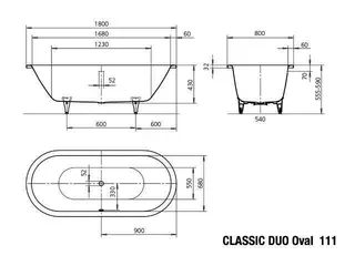 Badewanne CL DUO OVAL 180x80cm more4YOU, topweiß
