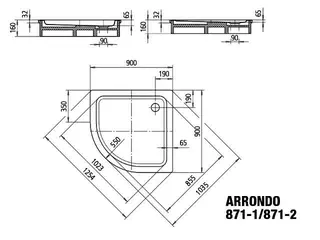 Kaldewei Duschwanne ARRONDO Mod.871-1,900x900mm, alpinweiß,Invisible Grip – Bild 2