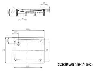 Kaldewei Duschwanne DUSCHPLAN MIT WANNENTRÄGER Mod. 419-2,900x1100mm,alpinweiß,IG,m. Waschtisch – Bild 4