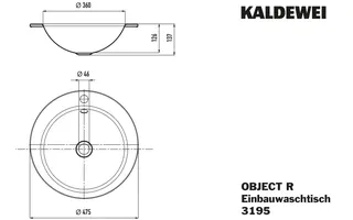 Kaldewei WB OBJECT R Einbauwaschtisch Mod.3195 ,d:475mm,alpinweiß,m. 1HL,mÜL,chr – Bild 2