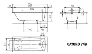 Kaldewei Badewanne CAYONO Mod.749,1700x700mm, alpinweiß,Invisible Grip – Bild 5