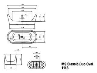 Kaldewei Badewanne MST CLASSIC DUO OVAL Mod.1113-4012, 1700x750, – Bild 2