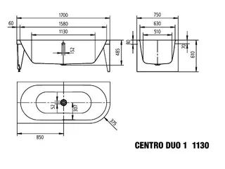 Kaldewei Badewanne MST CENTRO DUO 1 re. Mod.1130-4040, 1700x750,alpwe – Bild 3