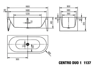 Kaldewei Badewanne MST CENTRO DUO 1 re. Mod.1137-4040, 1800x800, – Bild 2