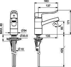 Einhand-Waschtischbatterie m. langem Drehhahn, o. Ablaufgarn. – Bild 2