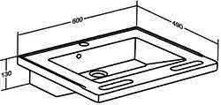 Waschtisch Matrix Small 600x490x130mm m. Hahnl. u. Überlauf, weiß – Bild 2