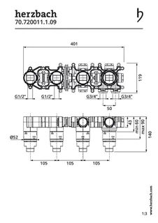 MODUL7 Einbaukörper mit Auslauf Thermostat 2 Verbraucher – Bild 2