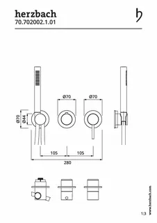 MODUL7 Hebelmischer-Farbset 2/3 Verbraucher Chrom – Bild 2