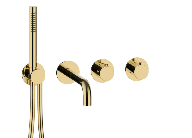 MODUL7 Thermostat-Farbset 2 Verbraucher mit Auslauf PVD Gold