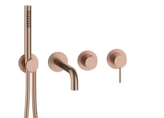 MODUL7 Hebelmischer-Farbset 2 Verbraucher Auslauf Copper Steel
