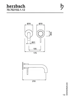 MODUL7 Waschtisch-Wandbatterie Farbset 210mm Schwarz matt – Bild 2