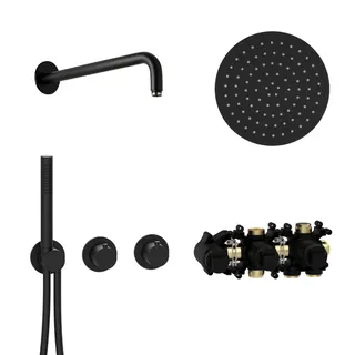 MODUL7 Thermostat-Set T-RB250 Wandarm Regenbrause 250mm Schwarz matt