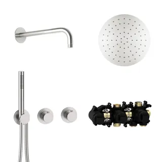 MODUL7 Thermostat-Set T-RB250 Wandarm Regenbrause 250mm Edelstahl