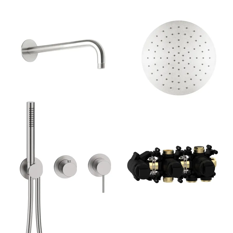 MODUL7 Hebelmischer-Set H-RB250 Wandarm Regenbrause 250mm Edelstahl