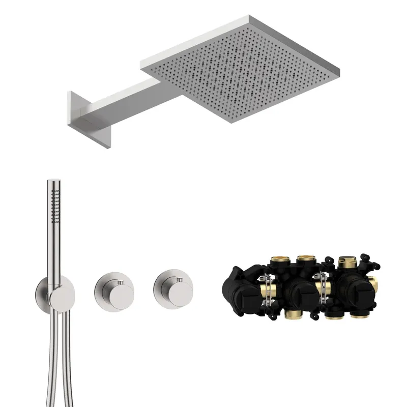 MODUL7 Thermostat-Set T-TF2 TWIN FLOW Edelstahl