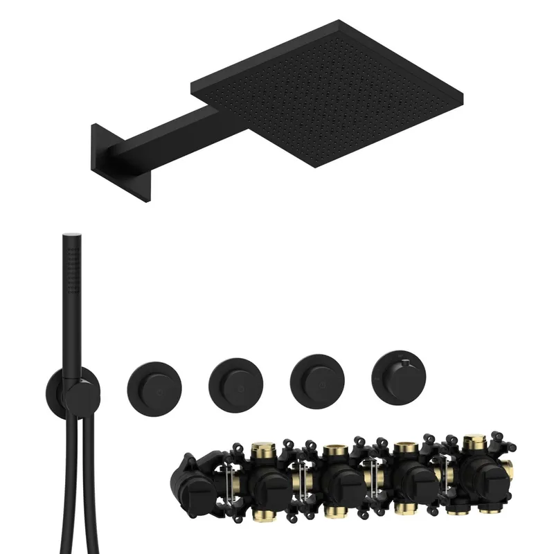 MODUL7 PUSH-Thermostat-Set P-TF2 TWIN FLOW Schwarz matt