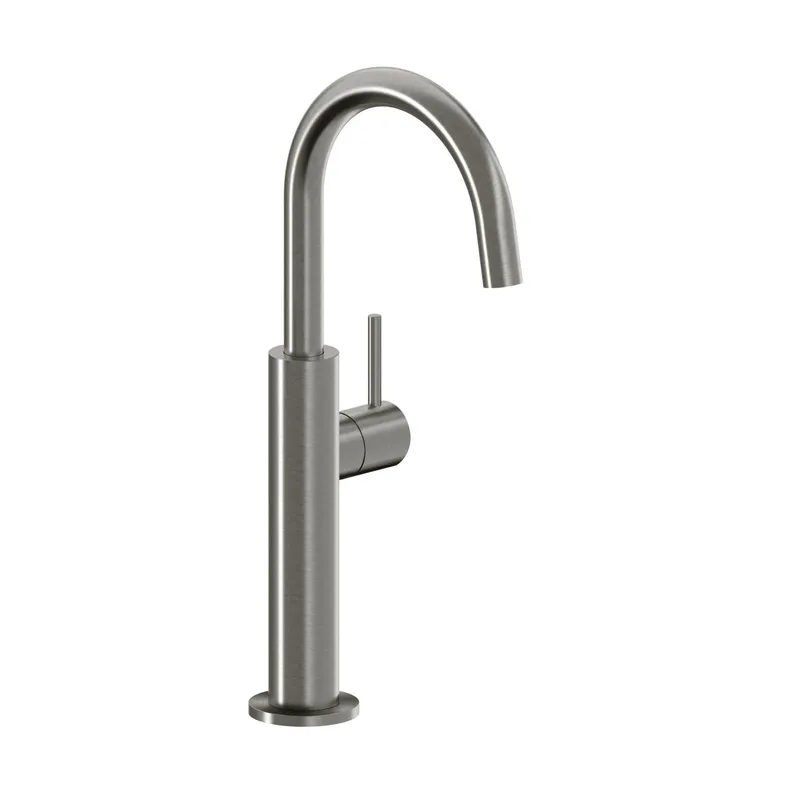 DEEP iX Waschtisch-Einlochbatterie Slim L-Size Schaft Griff seitl ohne Ablauf Edelstahl