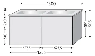 SA Set Keramik-Waschtisch 3way (BR328) 591x1255x477 Eiche-Tabak – Bild 2