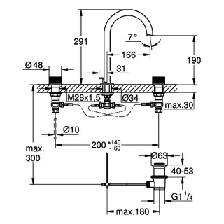 GROHE 3-L-Waschtisch-Batterie Atrio Private C. 20595 Knopfbetätigung cool sunrise geb. – Bild 5