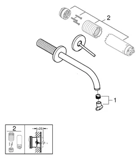 GROHE 2-L-Waschtisch-Wandbatterie Atrio 29406 FMS Ausladung 221mm cool sunrise geb. – Bild 3