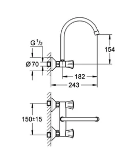 GROHE Spültisch-Wandbatterie Costa 31191_1 Bogenauslauf chrom – Bild 5