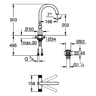 GROHE Waschtisch-Einlochbatt. Atrio Private C. 21138 L-Size Knopfbetät. cool sunrise gb – Bild 5