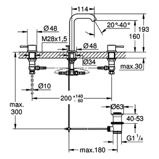 GROHE 3-L-EH-Waschtischbatterie Essence 20296_1 Zst.-Abl.-grt.hard graphite geb. – Bild 5