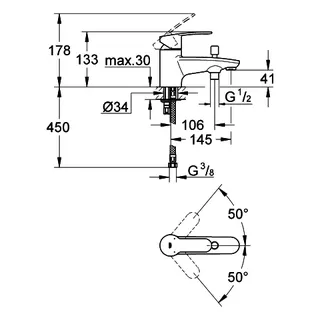 GROHE EH-Wannenbatt. Eurostyle C 33614_2 Einlochmontage chrom – Bild 3