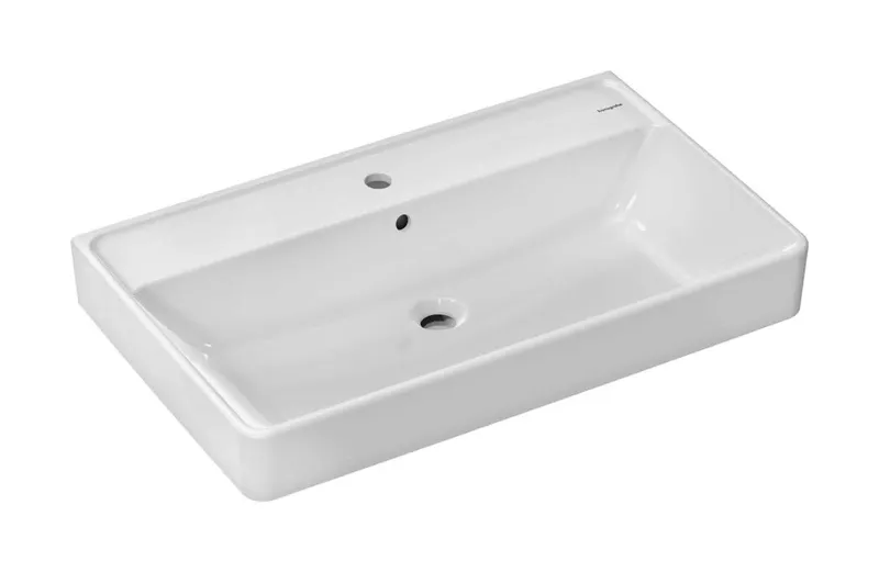 Hansgrohe Aufsatzwaschtisch geschli.Xanuia Q 800/480mm mit Hahnloch u.Überlauf weiß
