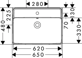 Hansgrohe Aufsatzwaschtisch geschli.Xanuia Q 650/480mm mit Hahnloch u.Überlauf weiß – Bild 5