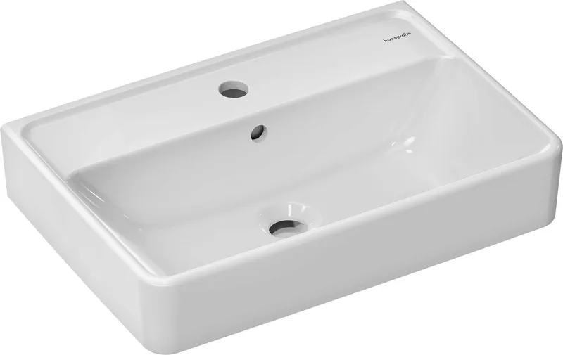 Hansgrohe Waschtisch Compact Xanuia Q 550x370mm mit Hahnloch und Überlauf weiß