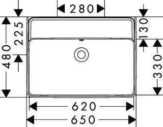 Hansgrohe Aufsatzwaschtisch geschli.Xanuia Q 650/480mm o.Hahnloch und Überlauf weiß – Bild 4