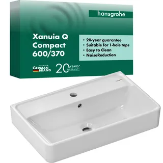 Hansgrohe Waschtisch Compact Xanuia Q 600x370mm mit Hahnloch und Überlauf weiß – Bild 3